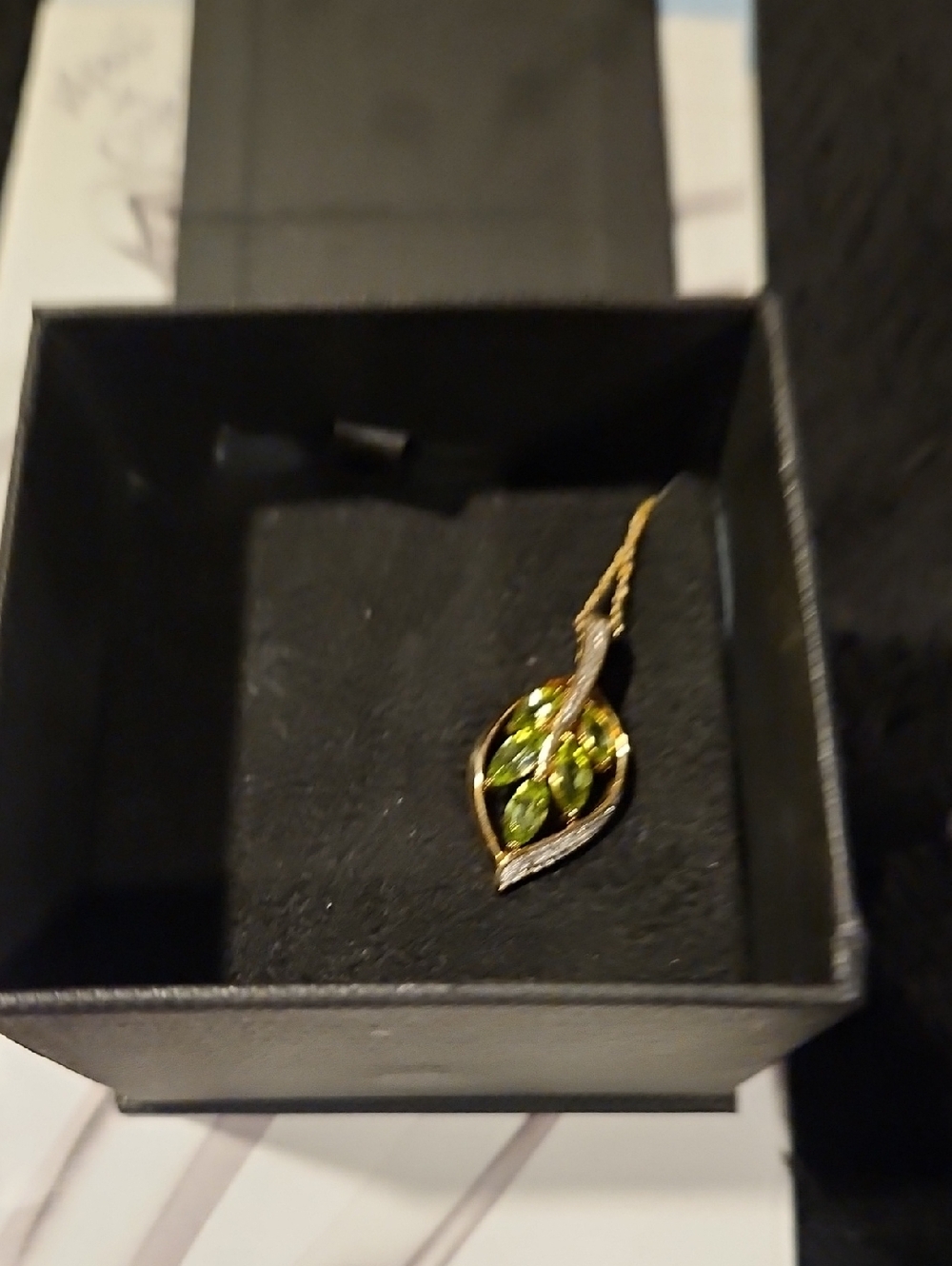 Gold Peridot Leaf Pendant Necklace